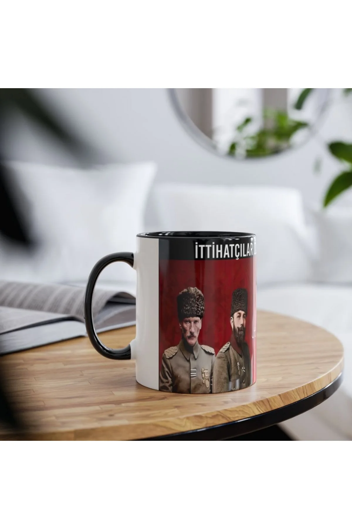 İttihatçılar Ölür İttihatçılık Ölmez yazılı osmanlı subay figürlü özel tasarım kupa