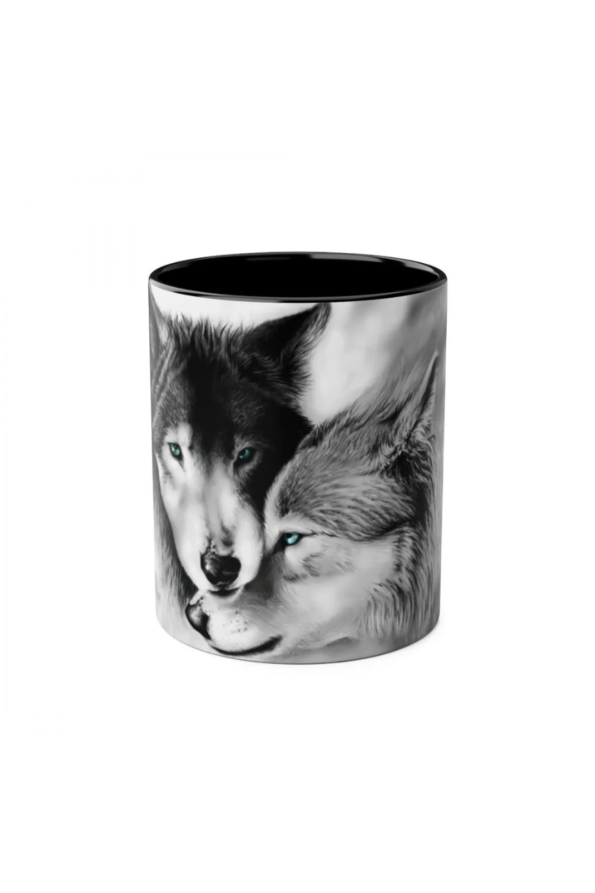 Kurt çifti siyah beyaz figürlü özel tasarım kupa