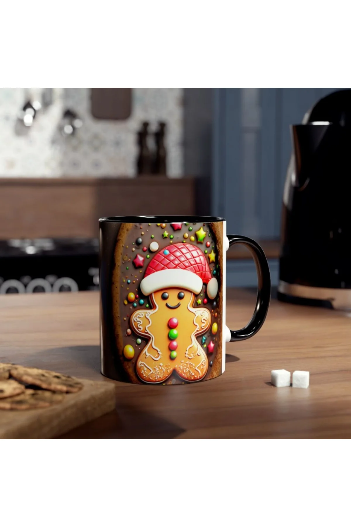 Yılbaşı kurabiye adam figürlü sevimli özel tasarım kupa