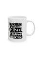 Burnun yüzünde güzel hayatıma sokmana gerek yok baskılı komik kupa eğlenceli söz tasarımlı kahve kupası