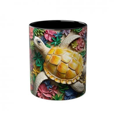 Caretta Caretta Deniz Kaplumbağası Desenli Özel Tasarım Kupa