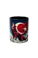 gok tengrinin kizil gokborusu bulutlarda uluyan bozkurt turk bayrakli kupa