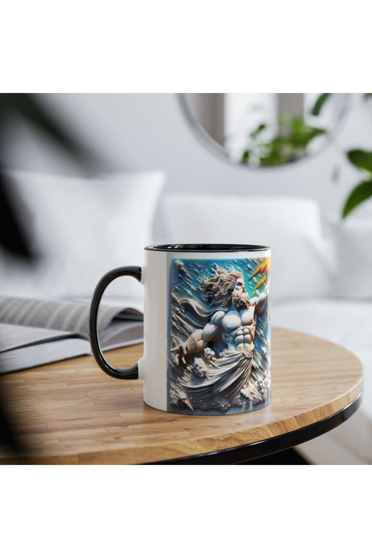 zeus firtina tanrisi mitoloji kupasi mermer heykel 3d tasarim siyah kulplu kupa