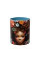 3D Afro Little Girl kupa tasarımı – Afro saçlı kız figürlü özel baskı kupa