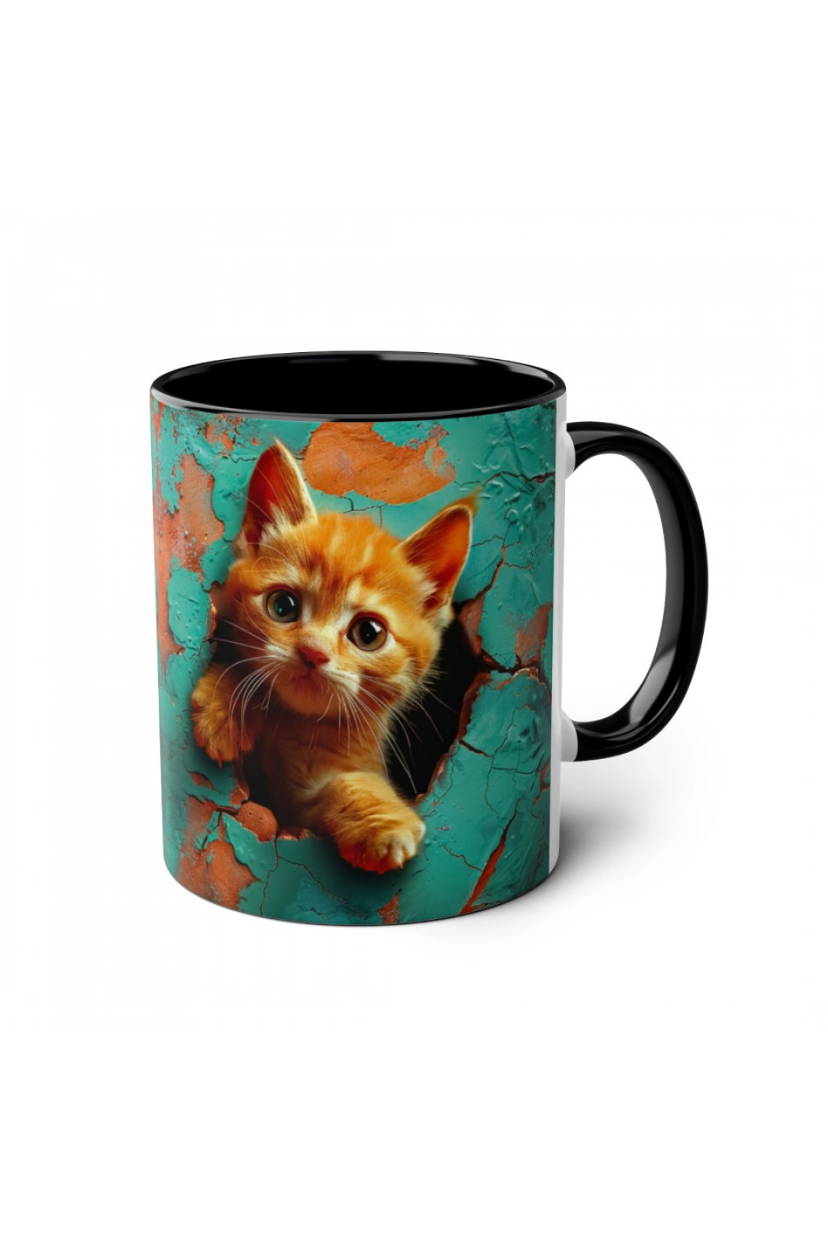 3D Sevimli Kedi Tasarımlı Porselen Kupa