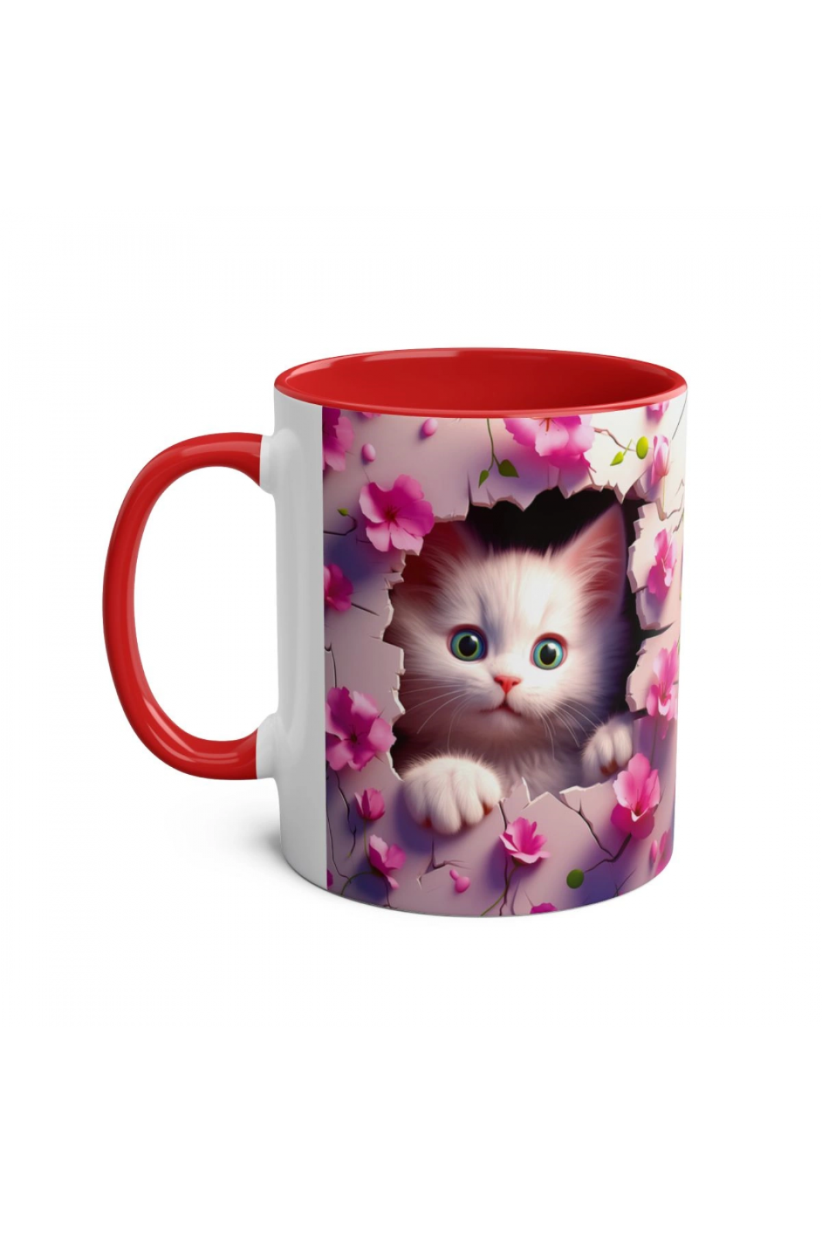 3D Sevimli Kedi Tasarımlı Porselen Kupa