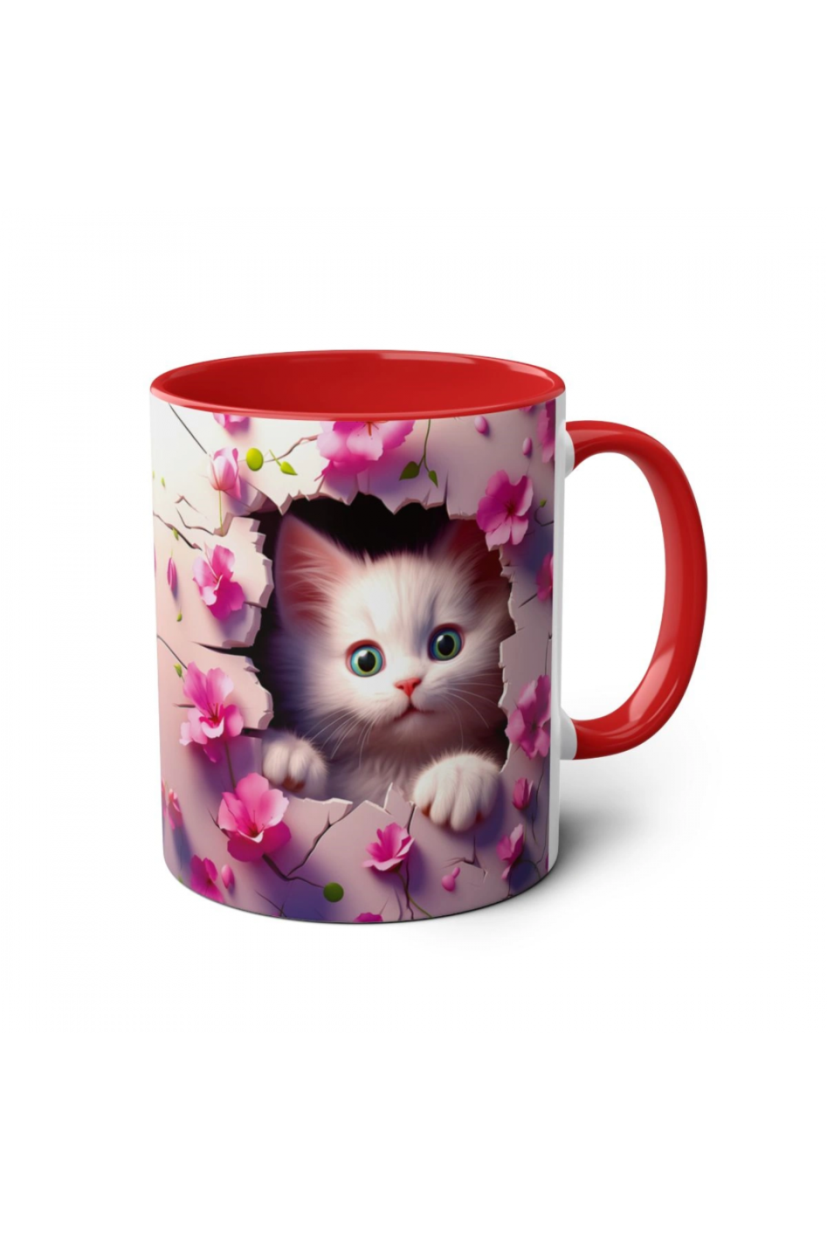 3D Sevimli Kedi Tasarımlı Porselen Kupa