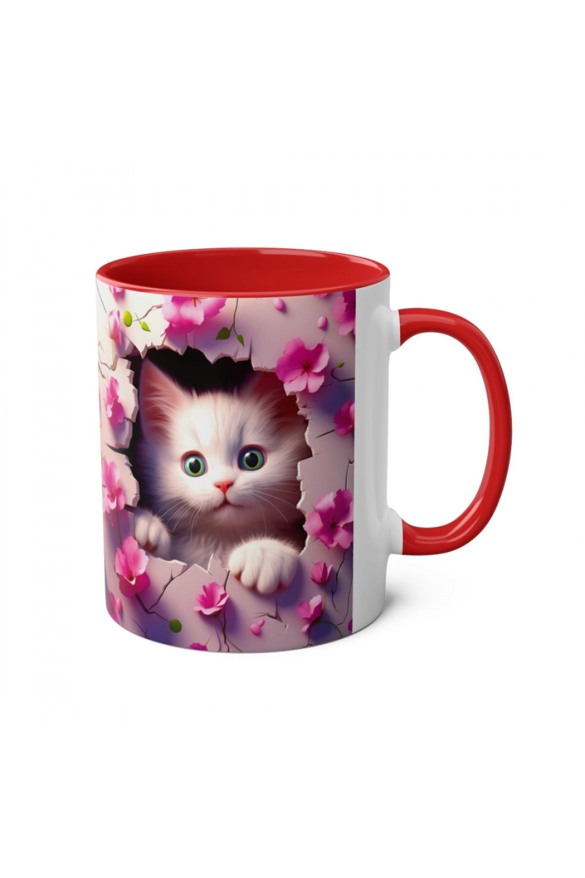 3D Sevimli Kedi Tasarımlı Porselen Kupa