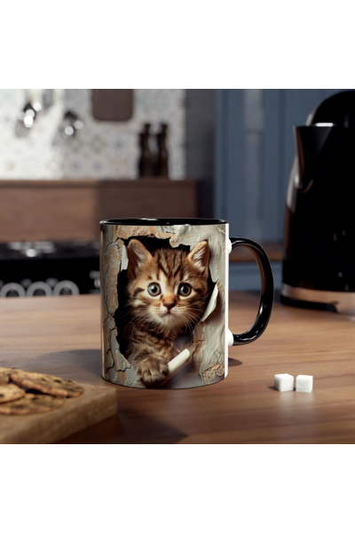 3D Sevimli Kedi Kupa – Gerçekçi Kedi Figürlü Özel Tasarım