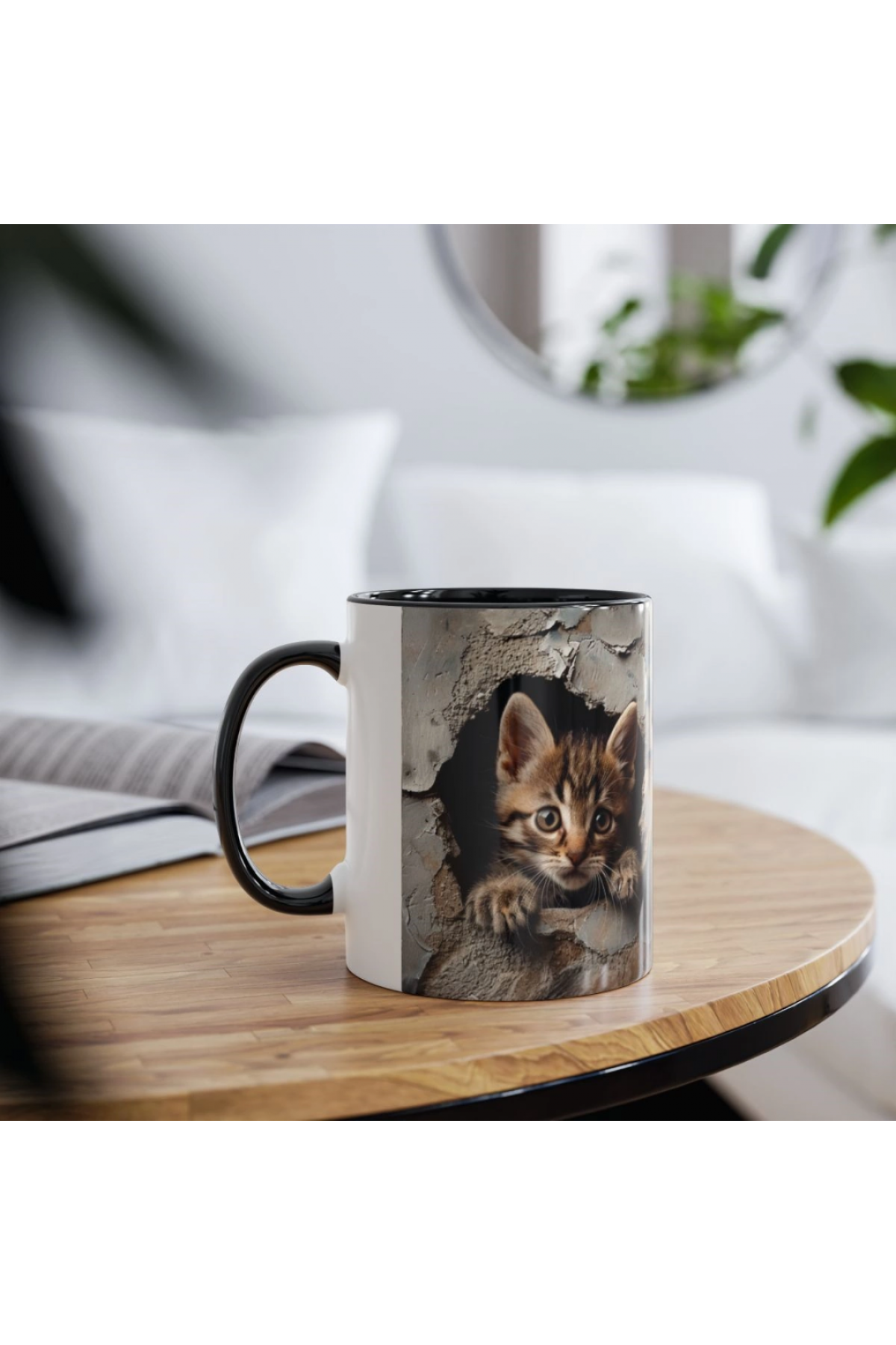 3D Sevimli Kedi Tasarımlı Porselen Kupa