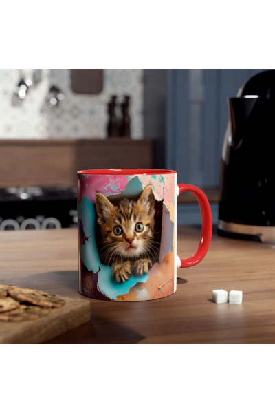 3D Sevimli Kedi Kupa – Optik İllüzyonlu Özel Tasarım