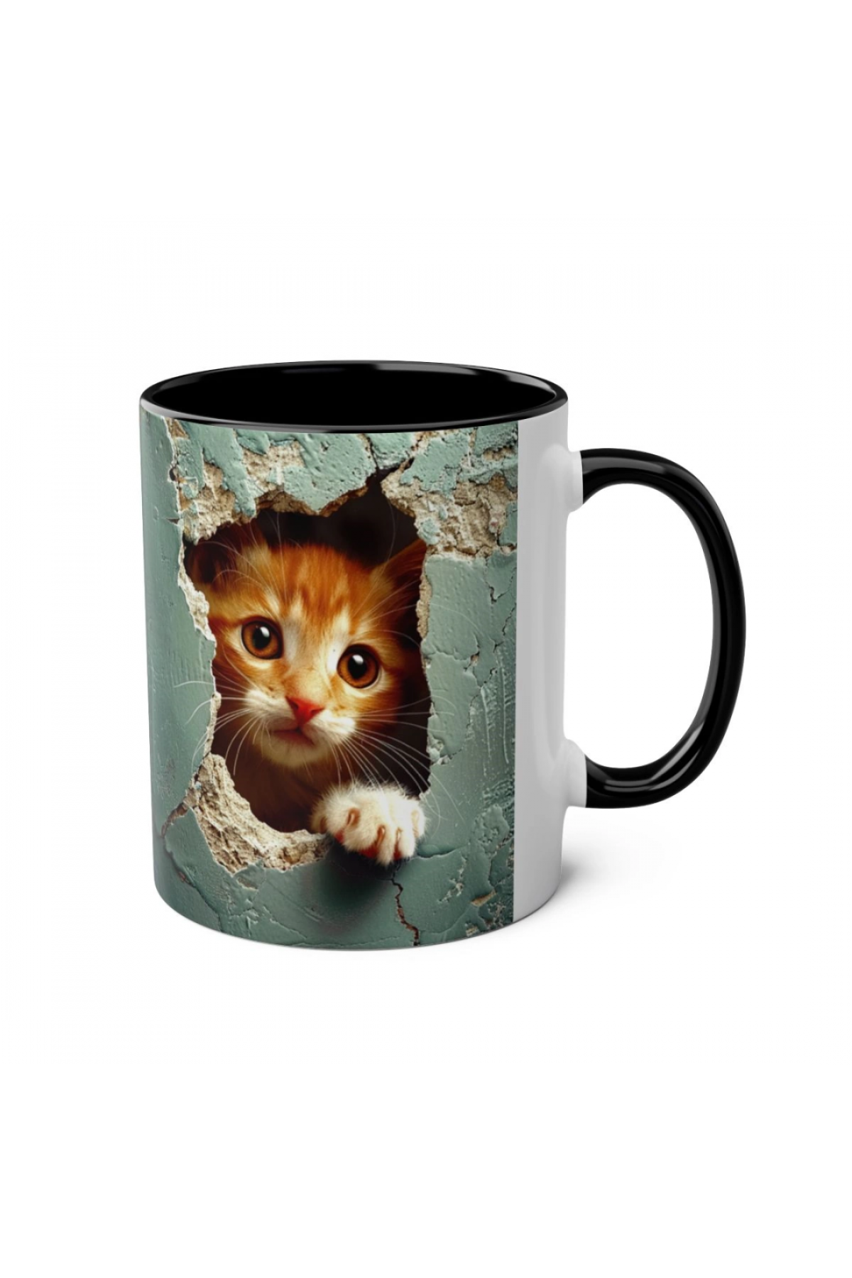 3D Sevimli Kedi Tasarımlı Porselen Kupa