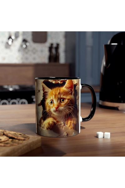 3D Sevimli Kedi Kupa – Gerçekçi Kedi Figürlü Özel Tasarım