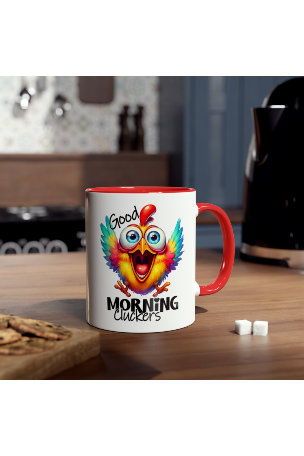Kahveci Horoz Temalı Kupa – İngilizce Motivasyon Mesajlı Sevimli Tasarım
