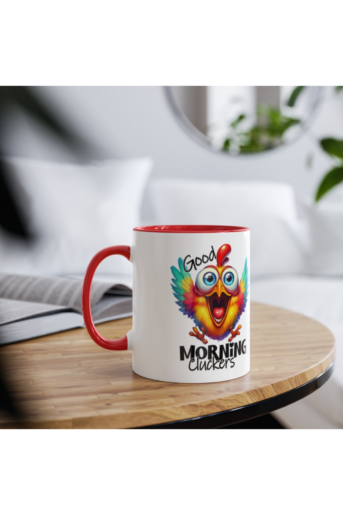 Kahveci Horoz Temalı Kupa – İngilizce Motivasyon Mesajlı Sevimli Tasarım